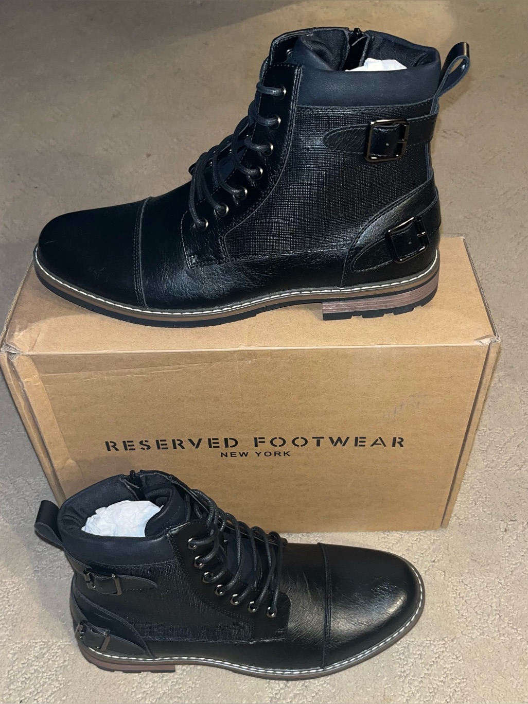 Reserve Footwear Emmett Captoe Boot Black With Tan Accent Men’s Size 10 — image 2 of 8